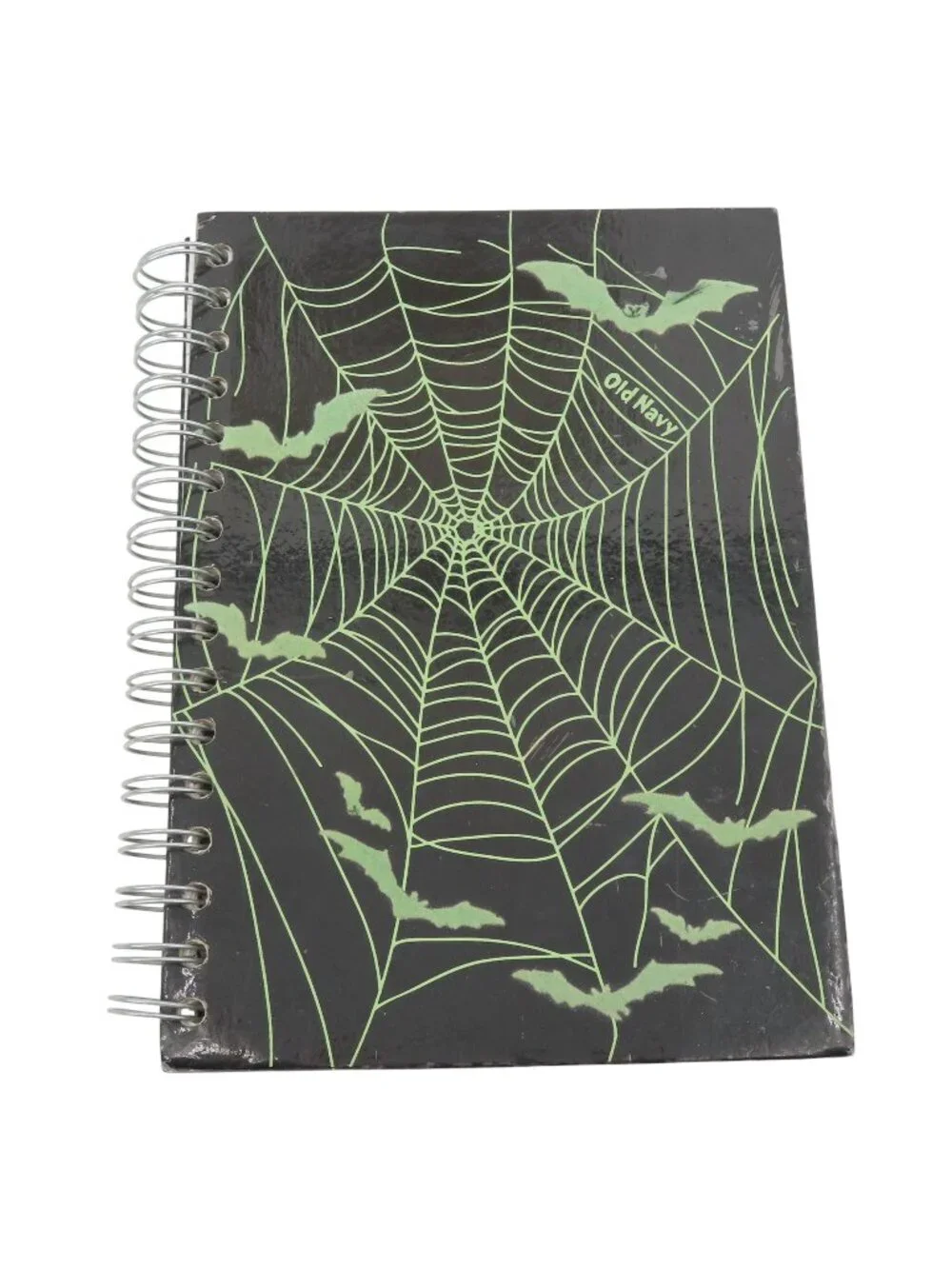 Y2K Old Navy Halloween Felt Bats Spiderweb Spiral Journal Notebook 6in x 8.5in
